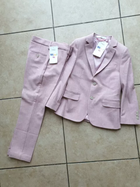 Boys Marks And Spencer Light Pink Suit Age 6-7 Years NWT