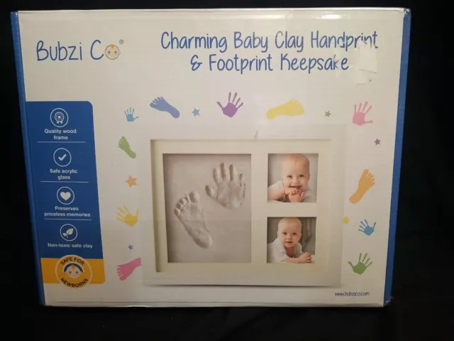 Bubzi Co Charming Baby Clay Handprint & Footprint Keepsake Picture Frame Sealed
