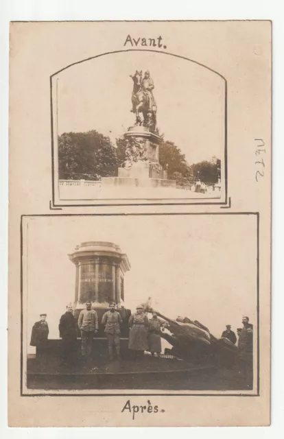 METZ  - Moselle - CPA 57 - Militaire - Metz délivrée Guillaume Statue renversée