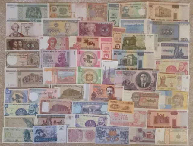 Lot Of 50 World Banknotes. Collectable. All Different. All Genuine. All Unc.