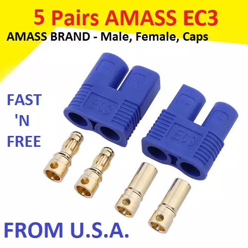 5 Pairs Amass EC3 Connector Plug for RC Car Plane Helicopter Battery Lipo ESC