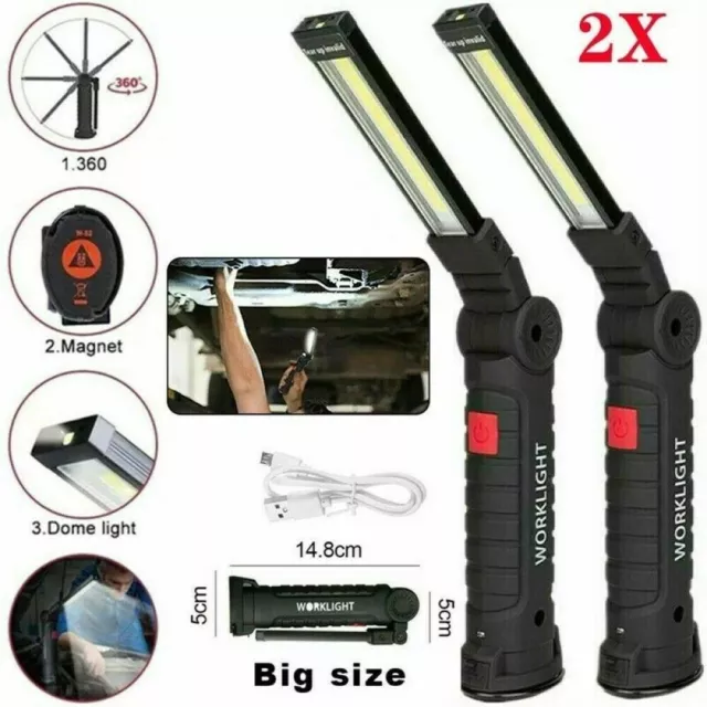 2x LED Arbeitsleuchte Taschenlampe Werkstattlampe Für-Auto Reparatur NEU DHL~