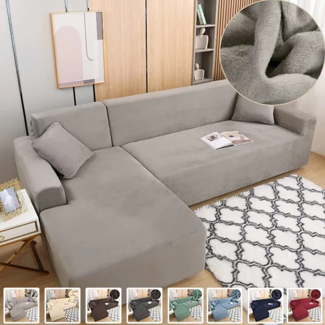 2Pcs Sectional Sofa Slipcovers L Shape Couch Cover 3+3 Seaters Chaise Protector