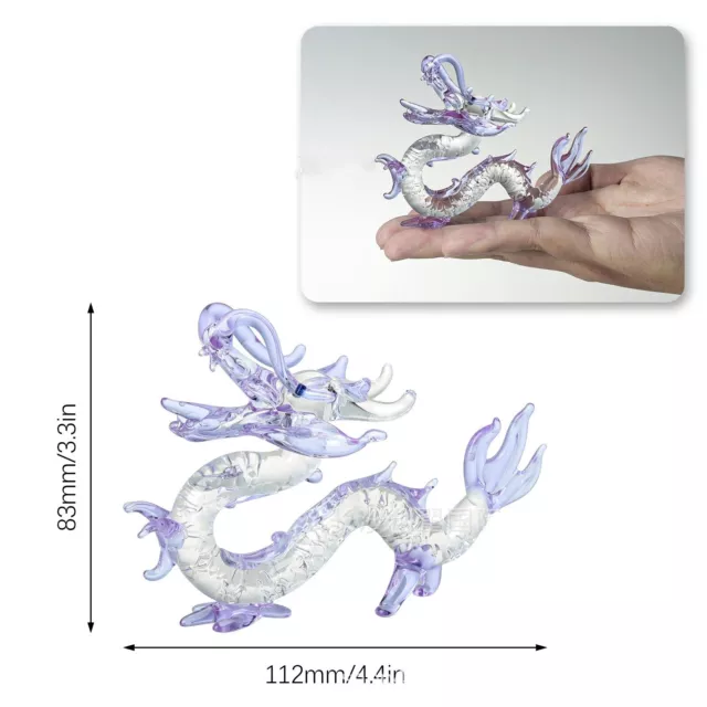 Color Crystal Dragon Figurine Collectible Hand Blown Glass Animal Ornament Gift 2