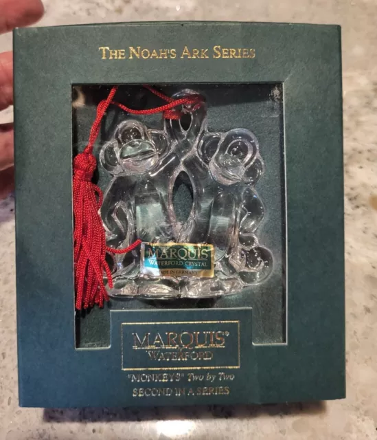 New In Box Waterford Marquis Ornament Noahs Ark Series Monkeys 2nd In Series