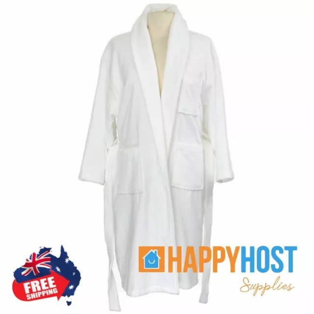 Terry Towelling White Bathrobe Collection Unisex 100% Cotton- one size fits all