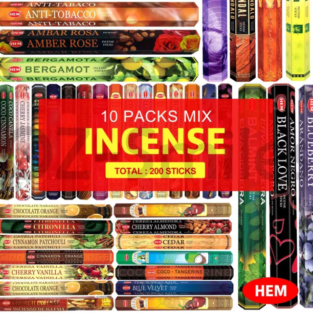 Incense Sticks HEM Incense Stick Home Fragrance 10 Pack/200 Incense Sticks BULK