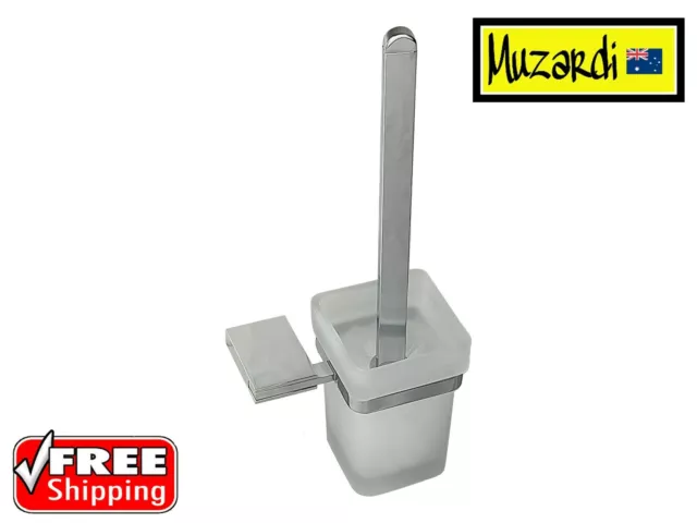 Toilet Brush Holder New Muzardi Designer Polished Chrome Square Wall Mounted