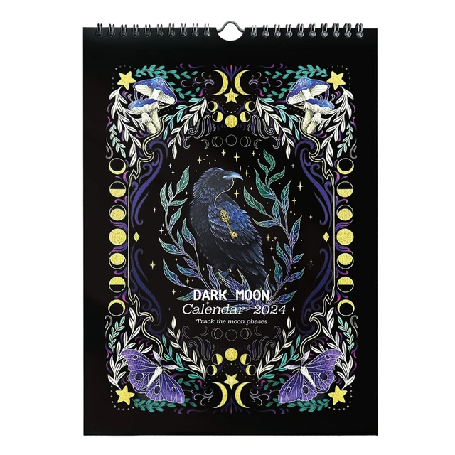 MOON PHASE JOURNAL Full Dates 2024 Dark Forest Elf Series Wall Calendar