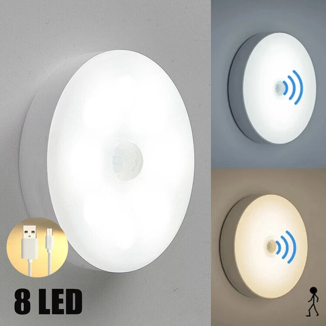 WIRELESS LED PIR Motion Sensor Light Battery Wall Cabinet Stair Night ...
