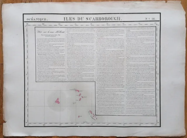 Pacific Large Original Map Scarborough Islands by Vandermaelen - 1827