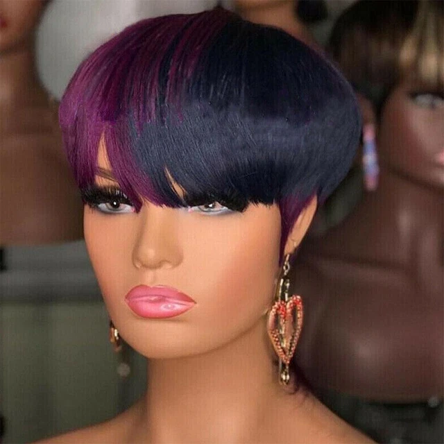 Short Straight Pixie Women Cut Wig Ladies Hairstyles Black Hair Women T8S7