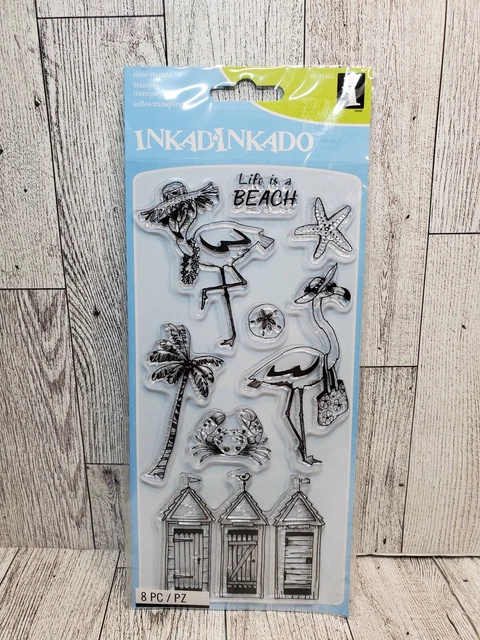 Inkadinkado Flamingo Fun Clear Acrylic Stamps 8pc NEW