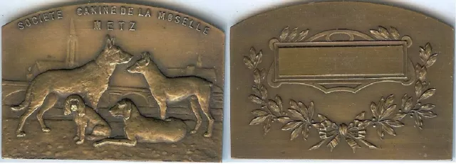 Médaille de table - METZ société canine de la Moselle d=70x50mm bronze