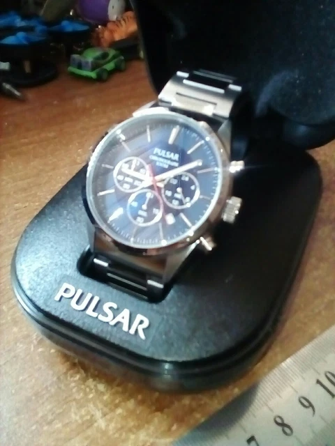 Pulsar mens chronograph stopwatch stainless steel 100m quartz watch with date pt3003x1 sale