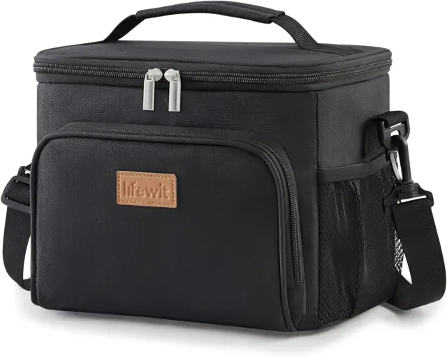 Borsa Frigo Termica Porta Pranzo con Tracolla Regolabile, M, Nero,uomo,donna 9l