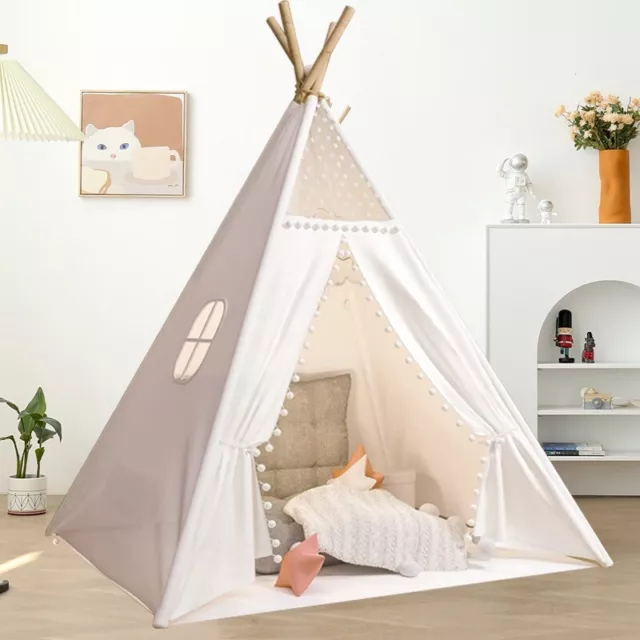 Kinderzelt Spielzelt Tipi Zelt für Kinder Spielhaus Baumwolle,Drinnen/Draußen