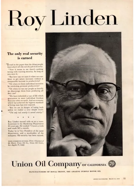 1959 Union Oil Company Of California Roy Linden Chairman Of The Board Print Ad