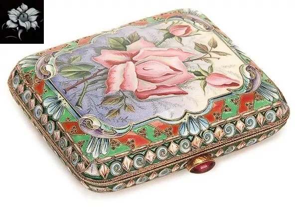 Antique Imperial Russian 20A 84 Enameled Silver Gilt Coin Purse (1908-1917)