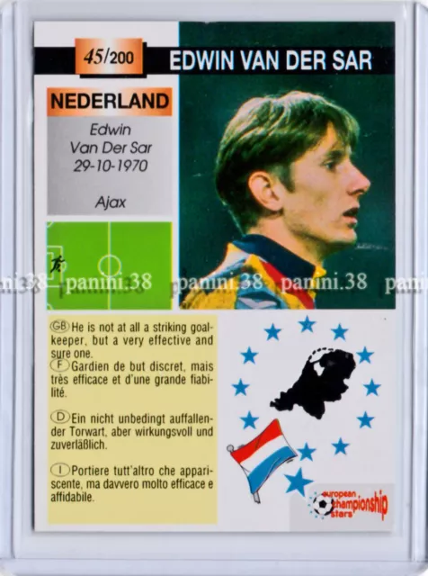 RARE !! ROOKIE Card EDWIN VAN DER SAR "EUROPEAN CHAMPIONSHIP STARS 1996" Panini 2