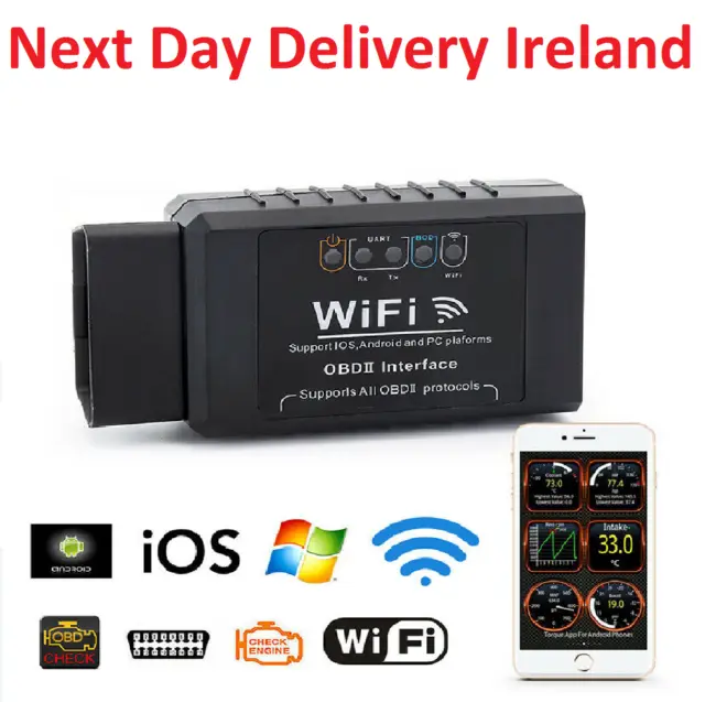 ELM327 WIFI OBD OBDII Auto Car Diagnostic Scan Tool Scanner For IOS Android