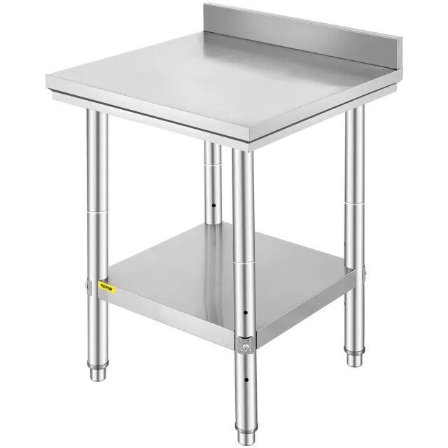 VEVOR Stainless Steel Work Table 24"X24"X34" w/ Backsplash Food Prep Work Table