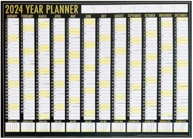 2024 A1 Size Calendar Full Year Large Wall Planner Home Office Work Jan-Dec