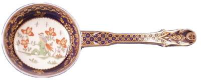Antique 19thC English Porcelain Bird Scene Spoon Ladle Porzellan Löffel England