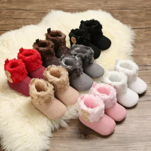 Crib Pram Shoes Winter Newborn 0-18M Girl Warm Baby Booties Snow Fur Lined Boots