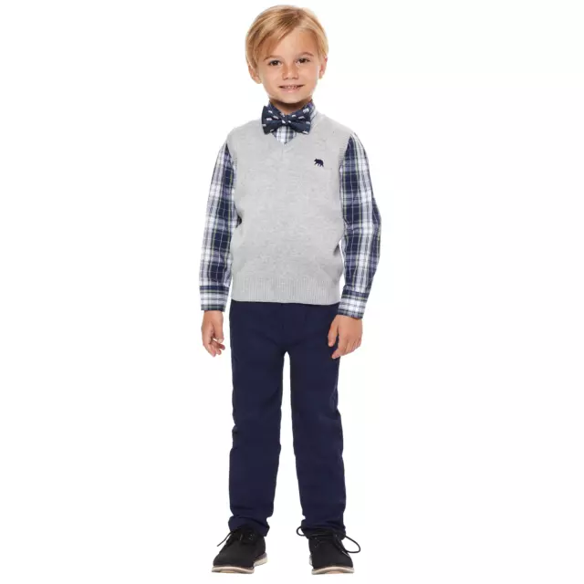 NWT Andy & Evan Boys 4-Piece Vest Set Outfit Blue