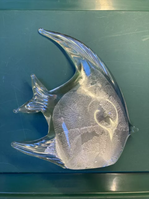 Vintage Beautiful Murano Style Glass Angel Fish Art Sculpture Clear 3