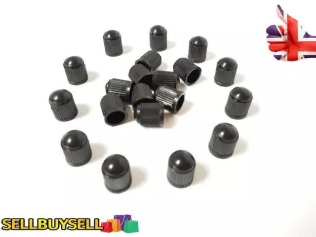 20X Black Plastic Tyre Tire Alloy Wheel Dust Valve Caps Universal Car Bike Cycle