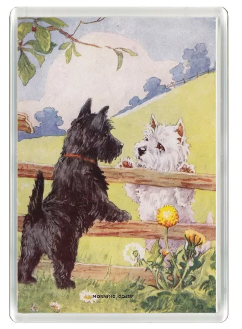 Scottish & Westie Terrier Dog Art Print Novelty Fridge Magnet   Great Gift