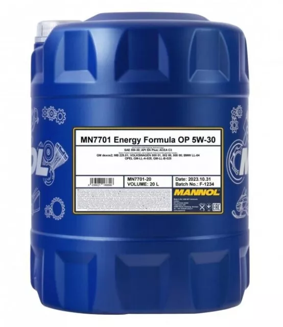 20 Liter Mannol Energy Formula OP 5W-30 Motoröl 5W30 GM OPEL dexos2  C3