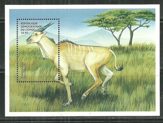 Zaire [Congo] 1514 Mnh Souvenir Sheet Eland Du Cap Scv 10.00