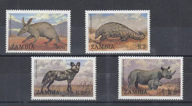 Sambia  460 - 63  Nashorn  etc.  Tiere    **    (mnh)