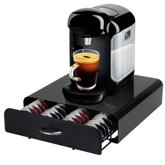 64 Tassimo T-Disc Pod Coffee Capsule Holder Dispenser Drawer Storage Rack (BLK)