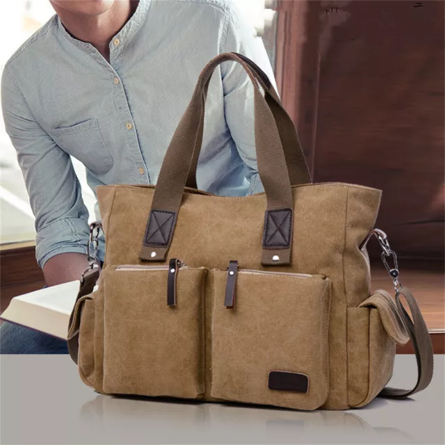 Mens Crossbody Messenger Bag Shoulder Satchel Vintage Canvas Laptop School AU