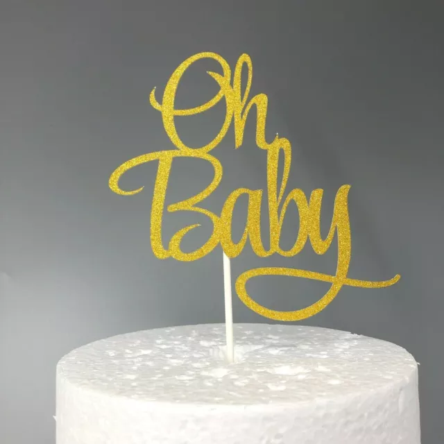 Oh Baby Baby Shower Glitter Gold Cake Topper