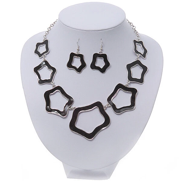 Parure collier bracelet et boucles d'oreilles argent