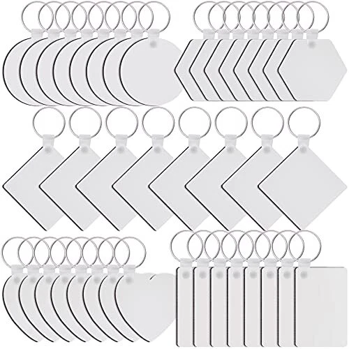 120 Pieces Key Ring Sublimation Blanks Set for Keychain Heat Transfer