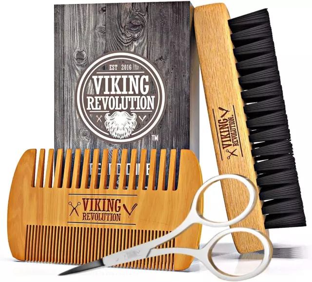 Viking Revolution - Brosse a Barbe Poil De Sanglier Naturel Et Peigne En Bois De