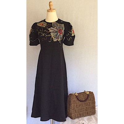 Vicky And Lucas Retro Style Dress S Floral Applique