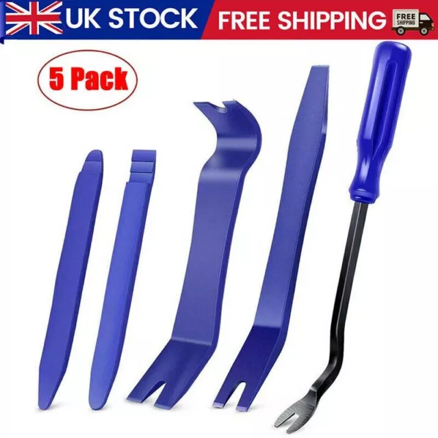 Car Trim Removal Tool Kit 5Pcs Set Door Panel Fastener Dashboard Plastic Kit UK