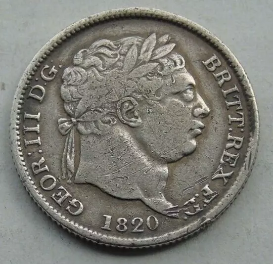 1820 George III Silver Shilling, Early Milled Coin, S3790, Some Good Detail