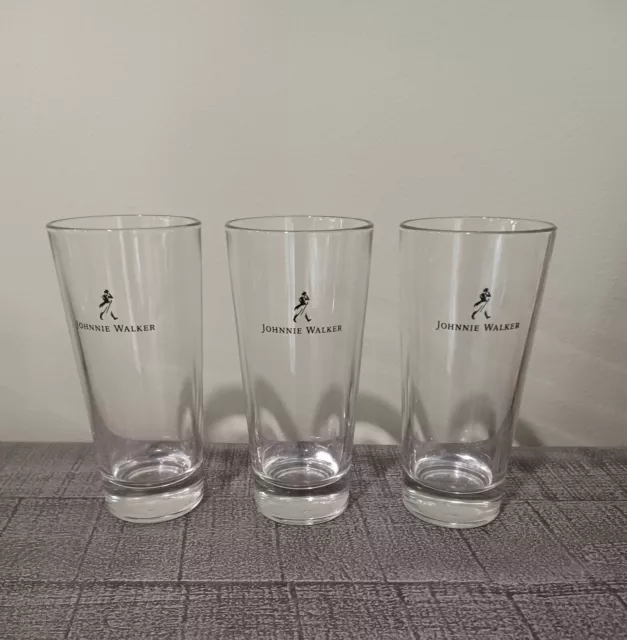 Johnnie Walker Blended Scotch Whiskey Tall Highball Glasses 3 Total Whisky Soda