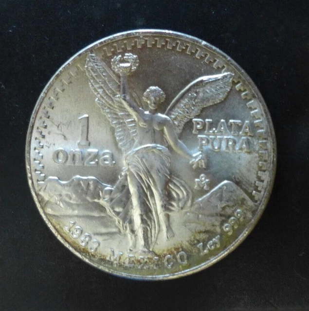 1983 Mexican Libertad Onza 1 oz .999 Silver Uncirculated Coin Toned