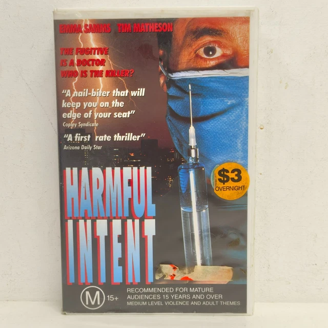 Harmful Box HARMFUL INTENT (1993) - Big Box VHS Tape - PAL - Ex Rental $23.56 ...