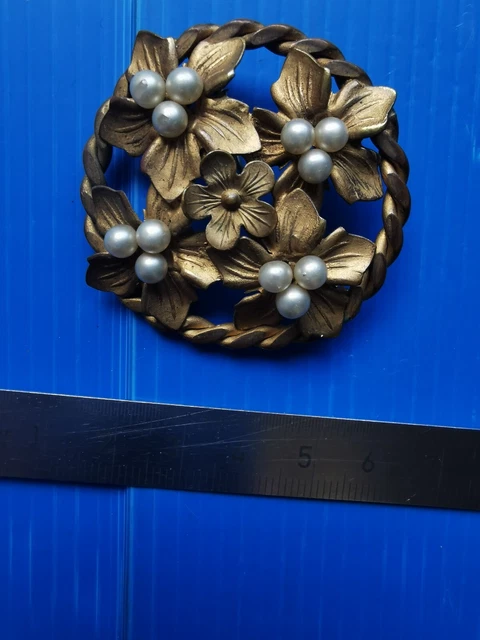 Broche Ancienne Grand Cigale Dorée - René Gouin France - Laiton Plaqué Or - Vintage