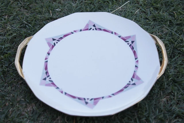 Plat rond Art Déco Limoges porcelaine porcelaine / French Round Ceramic Dish 30s